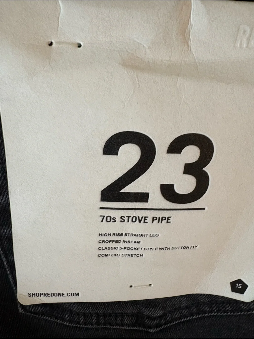 Brand new with tagsRe/Done Black High-Rise Raw Hem Stovepipe Jeans size 23 - Picture 6 of 6